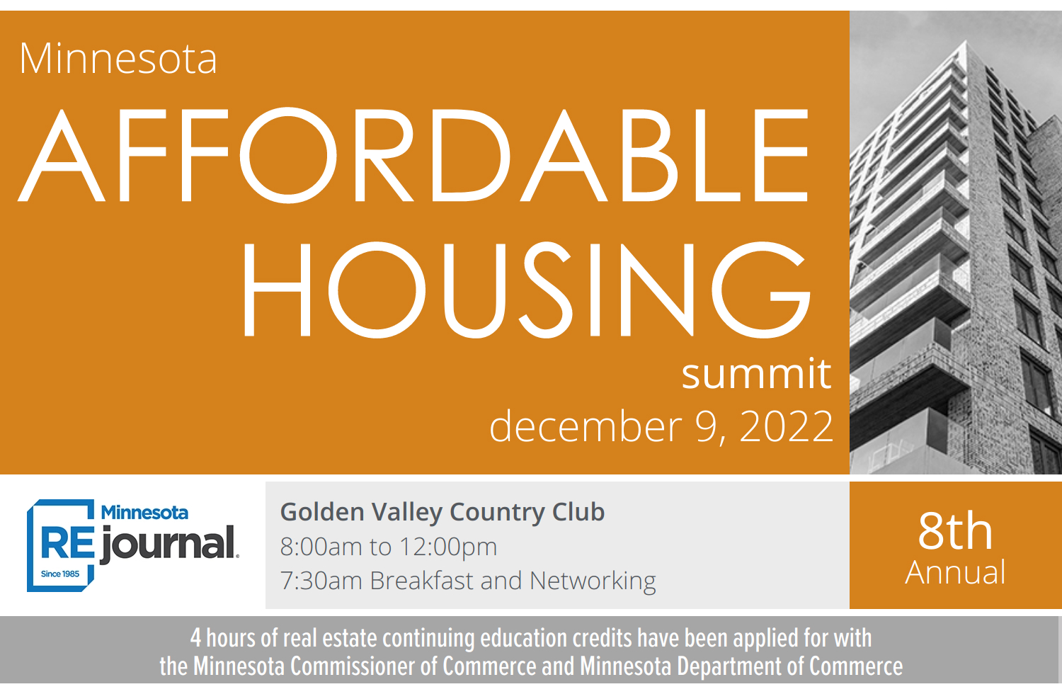 Save the date: Minnesota Real Estate Journal Affordable Housing Summit on 12/9!